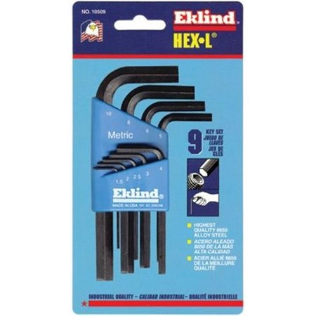 EKLIND Eklind Tool 269-10509 9Pc. Metric L-Wrench Hexkey Set Short Arm 269-10509